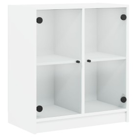 vidaXL Beistellschrank mit Glastüren Weiß 68x37x75,5 cm