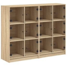 vidaXL Bücherregal mit Türen Sonoma-Eiche 136x37x109 cm Holzwerkstoff