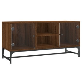 vidaXL TV-Schrank mit Glastüren Braun Eichen-Optik 102x37x50 cm
