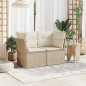 vidaXL Gartensofa mit Kissen 2-Sitzer Beige Poly Rattan vidaXL Gartensofa mit Kissen 2-Sitzer Beige Poly Rattan