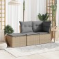vidaXL Gartenhocker mit Kissen Beige 55x55x37 cm Poly Rattan vidaXL Gartenhocker mit Kissen Beige 55x55x37 cm Poly Rattan