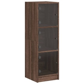 vidaXL Highboard mit Glastüren Braun Eichen-Optik 35x37x109 cm
