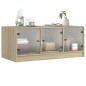 vidaXL Couchtisch mit Glastüren Sonoma-Eiche 102x50x42 cm vidaXL Couchtisch mit Glastüren Sonoma-Eiche 102x50x42 cm