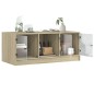 vidaXL Couchtisch mit Glastüren Sonoma-Eiche 102x50x42 cm vidaXL Couchtisch mit Glastüren Sonoma-Eiche 102x50x42 cm