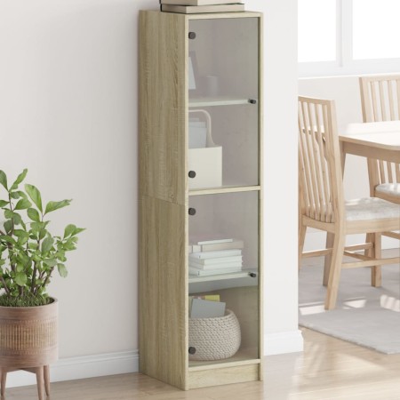 vidaXL Highboard mit Glastüren Sonoma-Eiche 35x37x142 cm