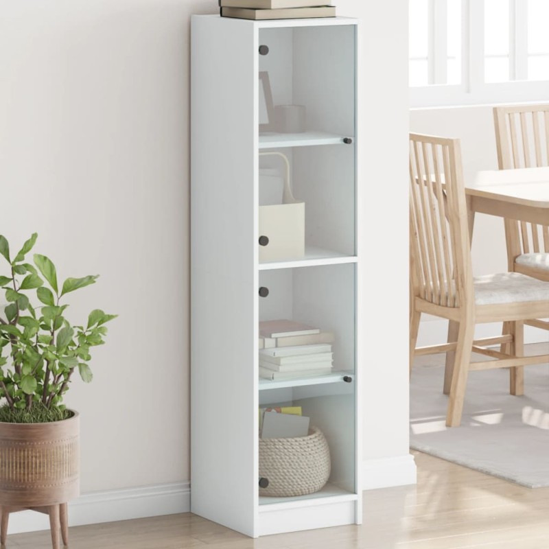 vidaXL Highboard mit Glastüren Weiß 35x37x142 cm vidaXL Highboard mit Glastüren Weiß 35x37x142 cm