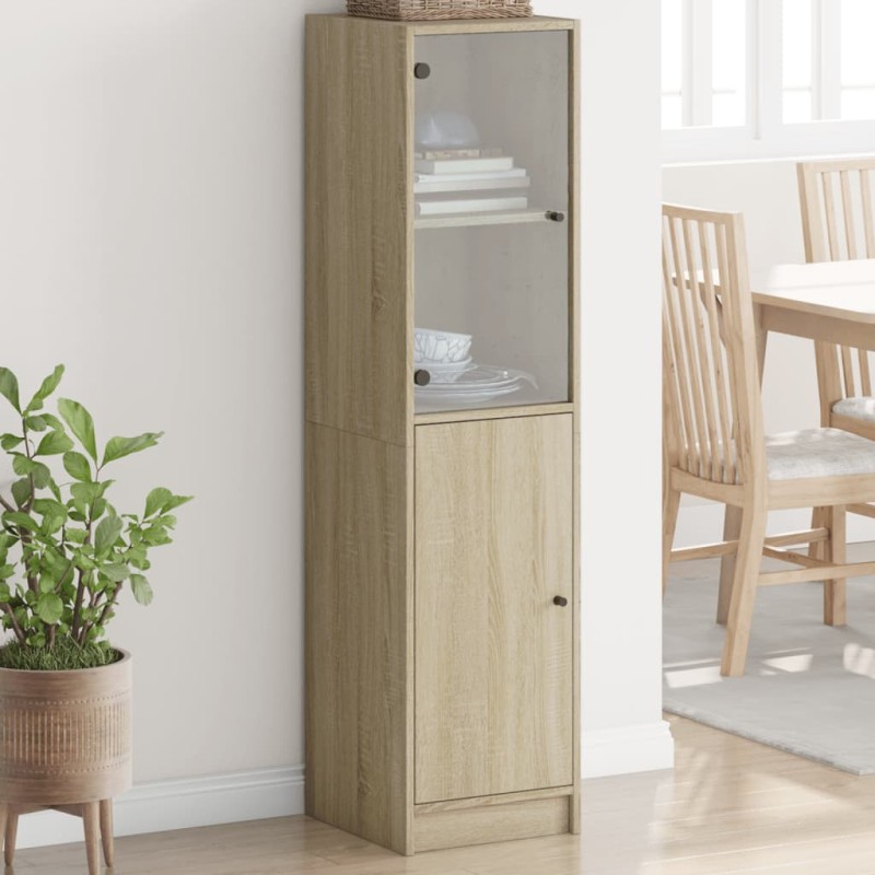 vidaXL Highboard mit Glastür Sonoma-Eiche 35x37x142 cm vidaXL Highboard mit Glastür Sonoma-Eiche 35x37x142 cm