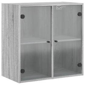 vidaXL Wandschrank mit Glastüren Grau Sonoma 68x37x68,5 cm