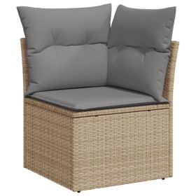 vidaXL Garten-Ecksofa mit Kissen Beige Poly Rattan