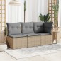 vidaXL Garten-Ecksofa mit Kissen Beige Poly Rattan vidaXL Garten-Ecksofa mit Kissen Beige Poly Rattan