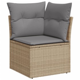 vidaXL Garten-Ecksofa mit Kissen Beige Poly Rattan