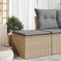 vidaXL Gartenhocker mit Kissen Beige 55x55x37 cm Poly Rattan vidaXL Gartenhocker mit Kissen Beige 55x55x37 cm Poly Rattan