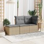 vidaXL Gartenhocker mit Kissen Beige 55x55x37 cm Poly Rattan vidaXL Gartenhocker mit Kissen Beige 55x55x37 cm Poly Rattan