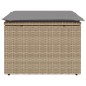 vidaXL Gartenhocker mit Kissen Beige 55x55x37 cm Poly Rattan vidaXL Gartenhocker mit Kissen Beige 55x55x37 cm Poly Rattan
