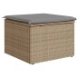 vidaXL Gartenhocker mit Kissen Beige 55x55x37 cm Poly Rattan vidaXL Gartenhocker mit Kissen Beige 55x55x37 cm Poly Rattan