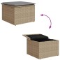 vidaXL Gartenhocker mit Kissen Beige 55x55x37 cm Poly Rattan vidaXL Gartenhocker mit Kissen Beige 55x55x37 cm Poly Rattan