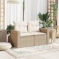 vidaXL Gartensofa mit Kissen 2-Sitzer Beige Poly Rattan vidaXL Gartensofa mit Kissen 2-Sitzer Beige Poly Rattan
