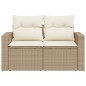 vidaXL Gartensofa mit Kissen 2-Sitzer Beige Poly Rattan vidaXL Gartensofa mit Kissen 2-Sitzer Beige Poly Rattan