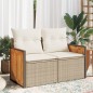 vidaXL Gartensofa mit Kissen 2-Sitzer Beige Poly Rattan vidaXL Gartensofa mit Kissen 2-Sitzer Beige Poly Rattan