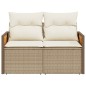 vidaXL Gartensofa mit Kissen 2-Sitzer Beige Poly Rattan vidaXL Gartensofa mit Kissen 2-Sitzer Beige Poly Rattan