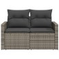 vidaXL Gartensofa 2-Sitzer mit Kissen Grau Poly Rattan vidaXL Gartensofa 2-Sitzer mit Kissen Grau Poly Rattan