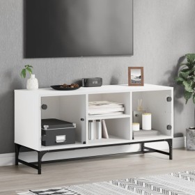 vidaXL TV-Schrank mit Glastüren Weiß 102x37x50 cm