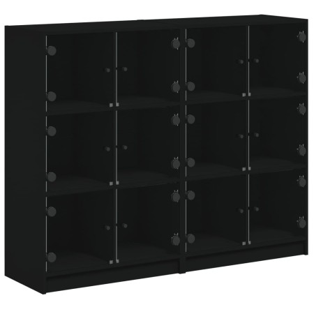 vidaXL Bücherregal mit Türen Schwarz 136x37x109 cm Holzwerkstoff
