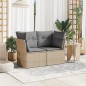 vidaXL Gartensofa mit Kissen 2-Sitzer Beige Poly Rattan vidaXL Gartensofa mit Kissen 2-Sitzer Beige Poly Rattan