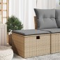 vidaXL Gartenhocker mit Kissen Beige 55x55x37 cm Poly Rattan vidaXL Gartenhocker mit Kissen Beige 55x55x37 cm Poly Rattan
