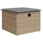 vidaXL Gartenhocker mit Kissen Beige 55x55x37 cm Poly Rattan vidaXL Gartenhocker mit Kissen Beige 55x55x37 cm Poly Rattan