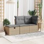 vidaXL Gartenhocker mit Kissen Beige 55x55x37 cm Poly Rattan vidaXL Gartenhocker mit Kissen Beige 55x55x37 cm Poly Rattan