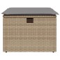 vidaXL Gartenhocker mit Kissen Beige 55x55x37 cm Poly Rattan vidaXL Gartenhocker mit Kissen Beige 55x55x37 cm Poly Rattan