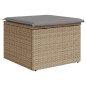 vidaXL Gartenhocker mit Kissen Beige 55x55x37 cm Poly Rattan vidaXL Gartenhocker mit Kissen Beige 55x55x37 cm Poly Rattan