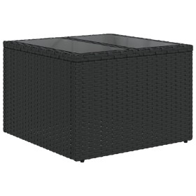 vidaXL Gartentisch mit Glasplatte Schwarz 55x55x37 cm Poly Rattan