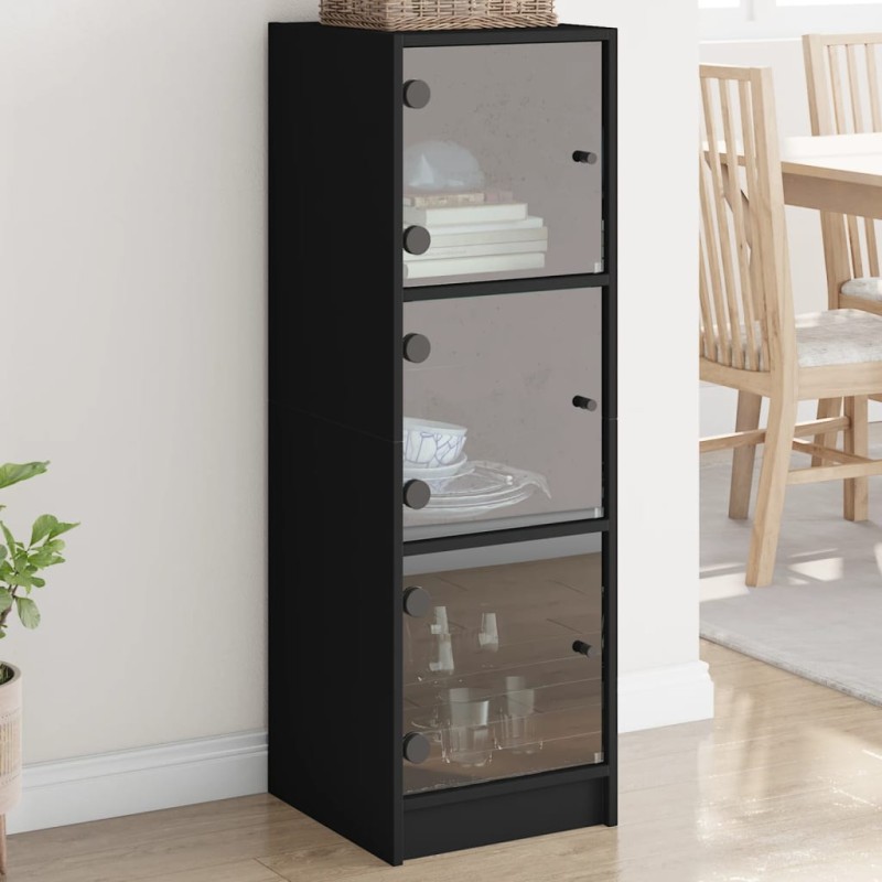vidaXL Highboard mit Glastüren Schwarz 35x37x109 cm vidaXL Highboard mit Glastüren Schwarz 35x37x109 cm