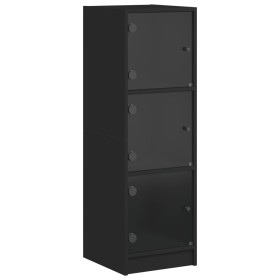 vidaXL Highboard mit Glastüren Schwarz 35x37x109 cm