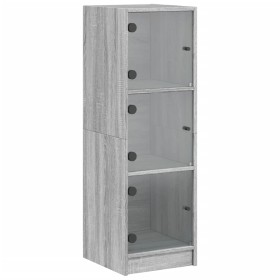 vidaXL Highboard mit Glastüren Grau Sonoma 35x37x109 cm
