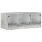 vidaXL Couchtisch mit Glastüren Betongrau 102x50x42 cm vidaXL Couchtisch mit Glastüren Betongrau 102x50x42 cm