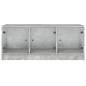 vidaXL Couchtisch mit Glastüren Betongrau 102x50x42 cm vidaXL Couchtisch mit Glastüren Betongrau 102x50x42 cm