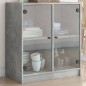 vidaXL Beistellschrank mit Glastüren Betongrau 68x37x75,5 cm vidaXL Beistellschrank mit Glastüren Betongrau 68x37x75,5 cm