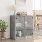 vidaXL Beistellschrank mit Glastüren Betongrau 68x37x75,5 cm vidaXL Beistellschrank mit Glastüren Betongrau 68x37x75,5 cm