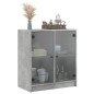vidaXL Beistellschrank mit Glastüren Betongrau 68x37x75,5 cm vidaXL Beistellschrank mit Glastüren Betongrau 68x37x75,5 cm