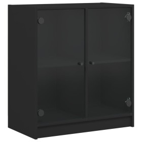 vidaXL Beistellschrank mit Glastüren Schwarz 68x37x75,5 cm