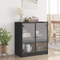 vidaXL Beistellschrank mit Glastüren Schwarz 68x37x75,5 cm vidaXL Beistellschrank mit Glastüren Schwarz 68x37x75,5 cm