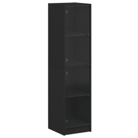 vidaXL Highboard mit Glastüren Schwarz 35x37x142 cm