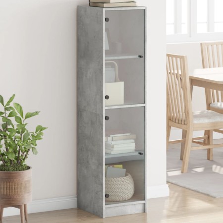 vidaXL Highboard mit Glastüren Betongrau 35x37x142 cm