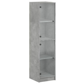 vidaXL Highboard mit Glastüren Betongrau 35x37x142 cm