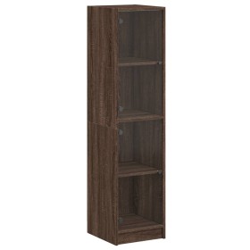 vidaXL Highboard mit Glastüren Braun Eichen-Optik 35x37x142 cm