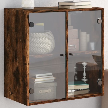 vidaXL Wandschrank mit Glastüren Räuchereiche 68x37x68,5 cm