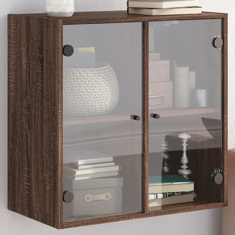 vidaXL Wandschrank mit Glastüren Braun Eichen-Optik 68x37x68,5 cm vidaXL Wandschrank mit Glastüren Braun Eichen-Optik 68x37x68,5 cm